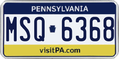 PA license plate MSQ6368