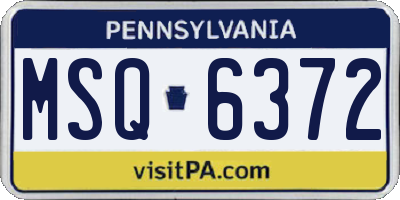 PA license plate MSQ6372