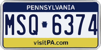 PA license plate MSQ6374