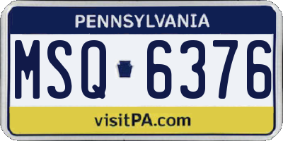 PA license plate MSQ6376