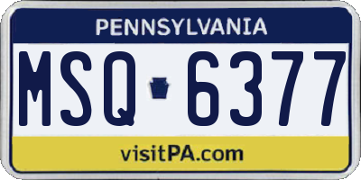 PA license plate MSQ6377