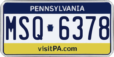 PA license plate MSQ6378