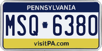PA license plate MSQ6380