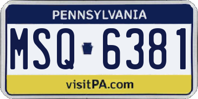 PA license plate MSQ6381