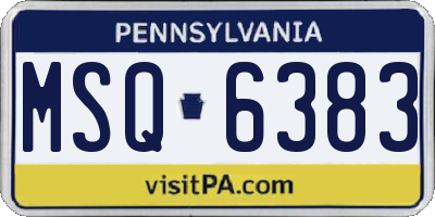 PA license plate MSQ6383