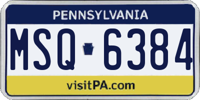 PA license plate MSQ6384