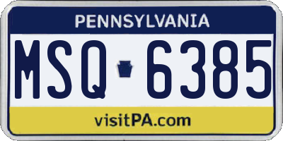 PA license plate MSQ6385