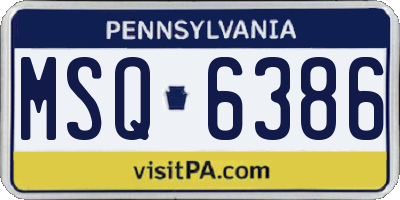 PA license plate MSQ6386