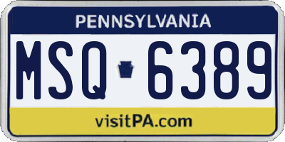 PA license plate MSQ6389