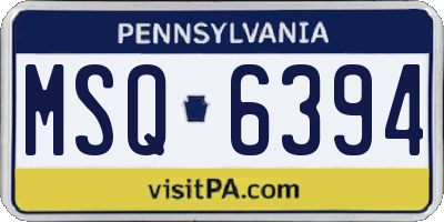 PA license plate MSQ6394