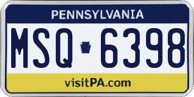PA license plate MSQ6398
