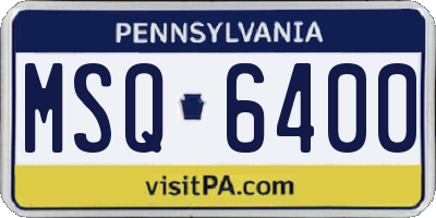 PA license plate MSQ6400