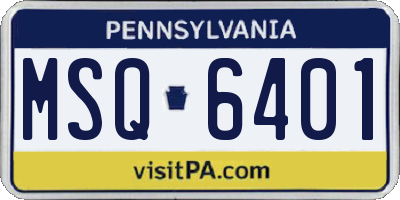PA license plate MSQ6401