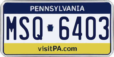 PA license plate MSQ6403