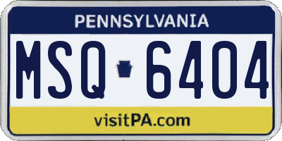 PA license plate MSQ6404