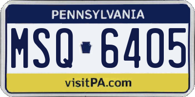 PA license plate MSQ6405