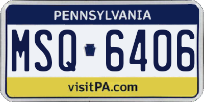 PA license plate MSQ6406