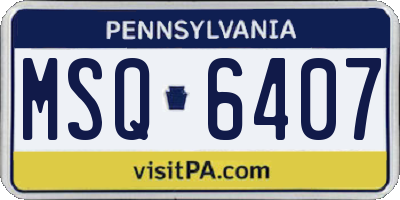 PA license plate MSQ6407