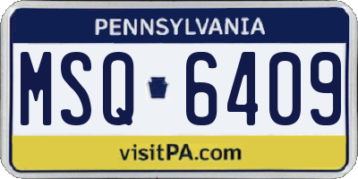 PA license plate MSQ6409