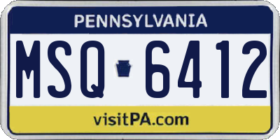 PA license plate MSQ6412