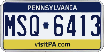 PA license plate MSQ6413