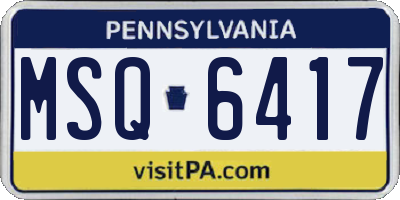 PA license plate MSQ6417