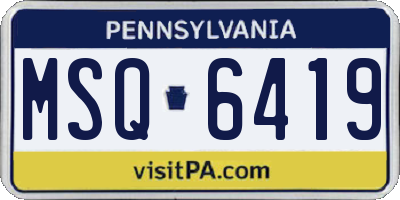 PA license plate MSQ6419