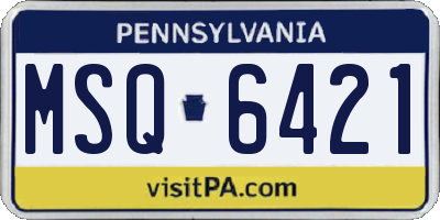 PA license plate MSQ6421