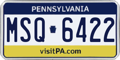 PA license plate MSQ6422