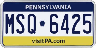 PA license plate MSQ6425