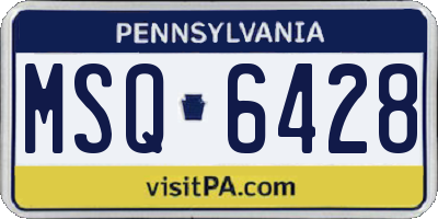 PA license plate MSQ6428