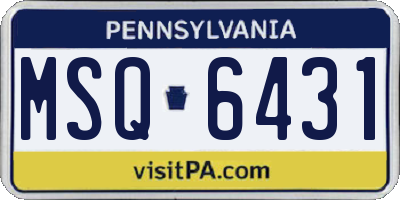 PA license plate MSQ6431