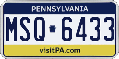 PA license plate MSQ6433