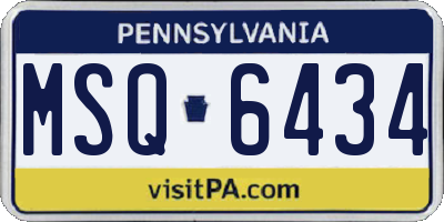 PA license plate MSQ6434