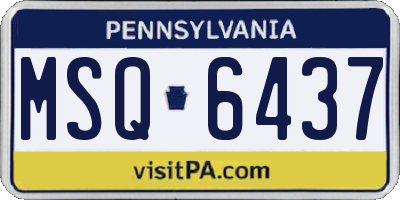 PA license plate MSQ6437
