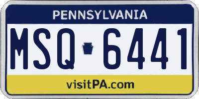 PA license plate MSQ6441