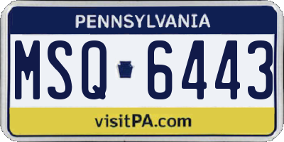 PA license plate MSQ6443