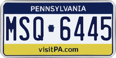 PA license plate MSQ6445