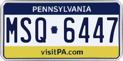 PA license plate MSQ6447