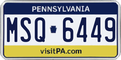 PA license plate MSQ6449