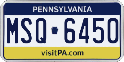 PA license plate MSQ6450