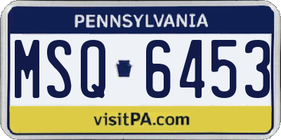 PA license plate MSQ6453