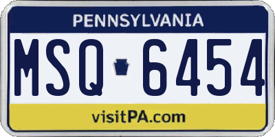 PA license plate MSQ6454