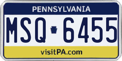 PA license plate MSQ6455
