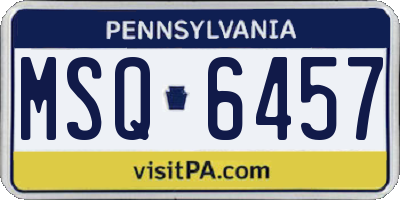 PA license plate MSQ6457