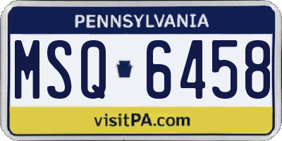 PA license plate MSQ6458