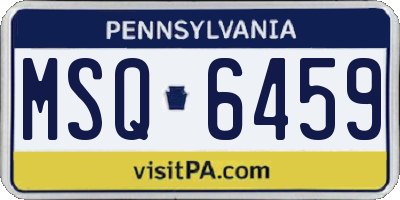 PA license plate MSQ6459