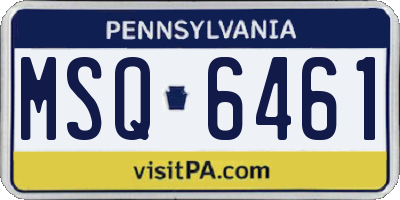 PA license plate MSQ6461