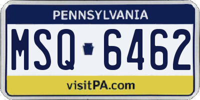 PA license plate MSQ6462