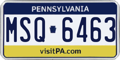 PA license plate MSQ6463
